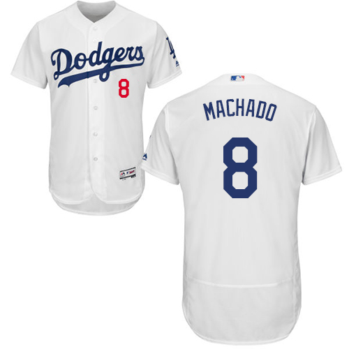 Dodgers #8 Manny Machado White Flexbase Authentic Collection Stitched Baseball Jersey