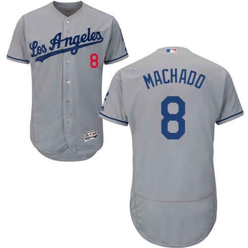 Dodgers #8 Manny Machado Grey Flexbase Authentic Collection Stitched Baseball Jersey