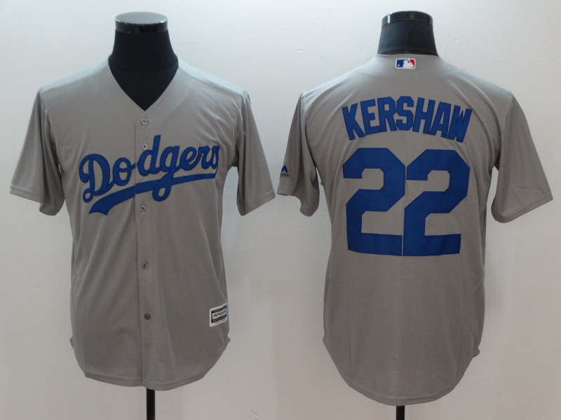 Dodgers #22 Clayton Kershaw Gray Cool Base Jersey