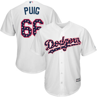 Los Angeles Dodgers Yasiel Puig Majestic Fashion Stars & Stripes Cool Base Player Jersey - White