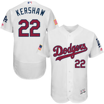 Los Angeles Dodgers Clayton Kershaw Majestic Fashion Stars & Stripes FlexBase Player Jersey - White