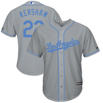 Men's Los Angeles Dodgers Clayton Kershaw Majestic Gray Father's Day Cool Base Replica Jersey