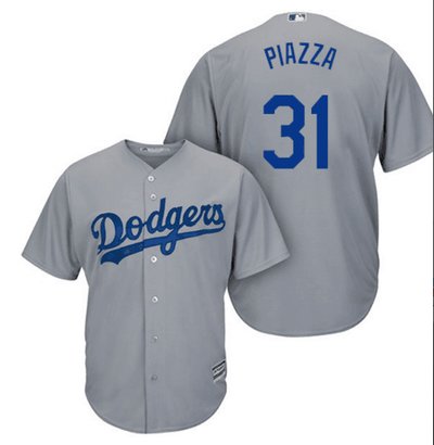 Dodgers #31 Mike Piazza Grey Stitched MLB Jersey
