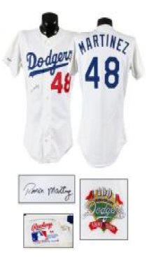 Dodgers #48 MARTINEZ White Authentic Collection Stitched MLB Jersey