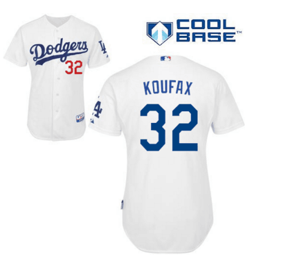 mlb los angeles dodgers #32 Sandy koufax white
