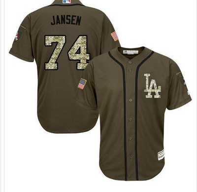 Dodgers #74 Kenley Jansen Green Salute to Service Stitched MLB Jersey