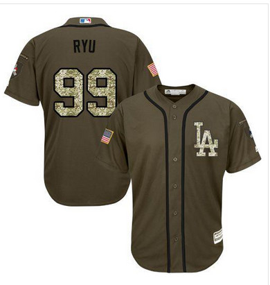 Dodgers #99 Hyun-Jin Ryu Green Salute to Service Stitched MLB Jersey