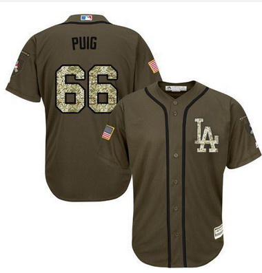 Dodgers #66 Yasiel Puig Green Salute to Service Stitched MLB Jersey