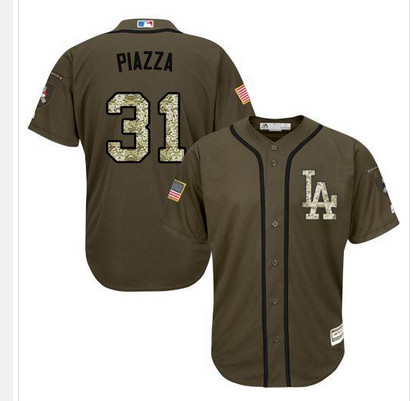 Dodgers #31 Mike Piazza Green Salute to Service Stitched MLB Jersey
