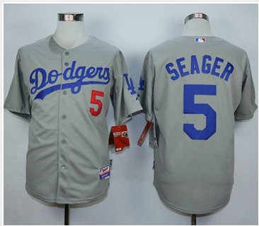 Los Angeles Dodgers #5 Corey Seager Grey Cool Base Stitched MLB Jersey