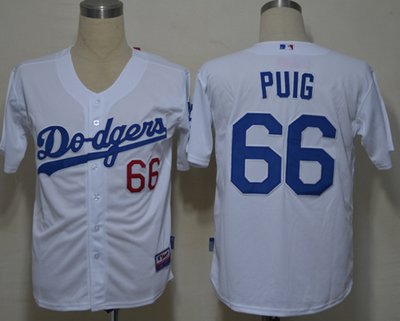Los Angeles Dodgers #66 Yasiel Puig White New Cool Base Stitched Baseball Jersey