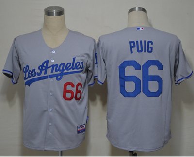 Los Angeles Dodgers #66 Yasiel Puig Grey New Cool Base Stitched Baseball Jersey Los Angeles Dodgers #66 Yasiel Puig Grey New Cool Base Stitched Baseball Jersey