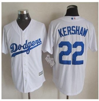 Los Angeles Dodgers #22 Clayton Kershaw White New Cool Base Stitched Baseball Jersey