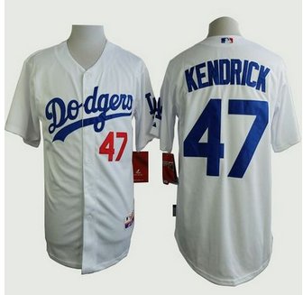Los Angeles Dodgers #47 Howie Kendrick White Cool Base Stitched Baseball Jersey