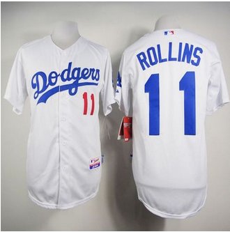 Los Angeles Dodgers #11 Jimmy Rollins White Cool Base Stitched Baseball Jersey