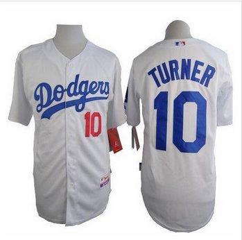 Los Angeles Dodgers #10 Justin Turner White Cool Base Stitched Baseball Jersey