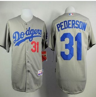 Los Angeles Dodgers #31 Joc Pederson Grey Cool Base Stitched Baseball Jersey