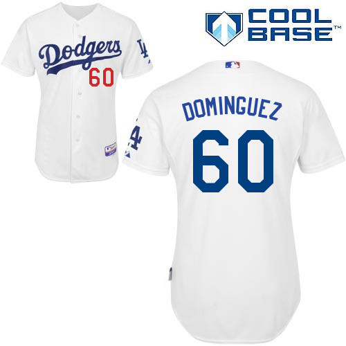Los Angeles Dodgers#60 Dominguez Majestic Authentic White Jersey