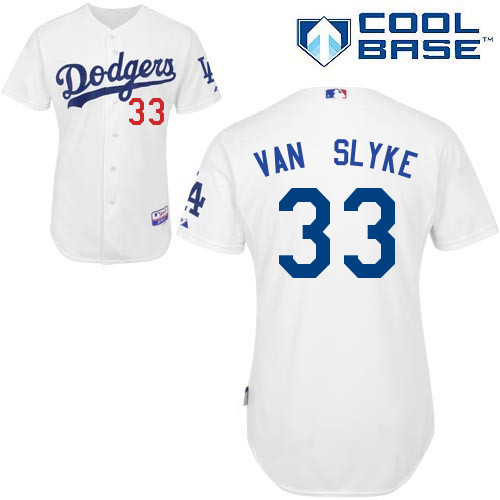 Los Angeles Dodgers#33 Van Slyke Majestic Authentic White Jersey