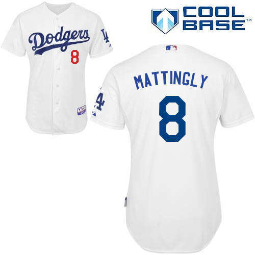 Los Angeles Dodgers#8 Mattingly Majestic Authentic White Jersey