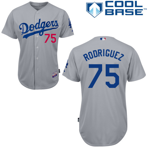 Los Angeles Dodgers#75 Rodriguez Majestic Authentic Grey Jersey