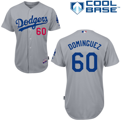 Los Angeles Dodgers#60 Dominguez Majestic Authentic Grey Jersey
