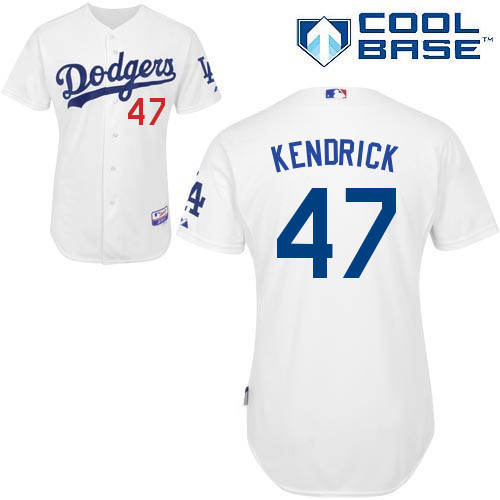 Los Angeles Dodgers#47 Kendrick Majestic Authentic White Jersey