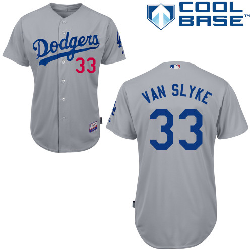 Los Angeles Dodgers#33 Van Slyke Majestic Authentic Grey Jersey