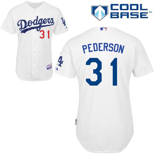 Los Angeles Dodgers#31 Pederson Majestic Authentic White Jersey