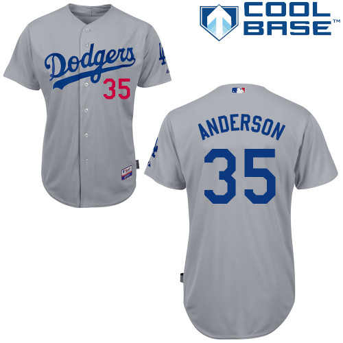 Los Angeles Dodgers#35 Anderson Majestic Authentic Grey Jersey
