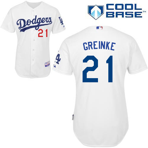 Los Angeles Dodgers#21 Greinke Majestic Authentic White Jersey