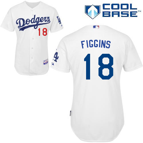 Los Angeles Dodgers#18 Figgins Majestic Authentic White Jersey