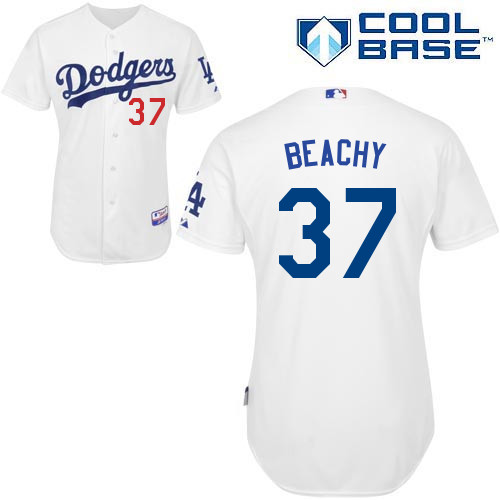 Los Angeles Dodgers#37 Beachy Majestic Authentic White Jersey