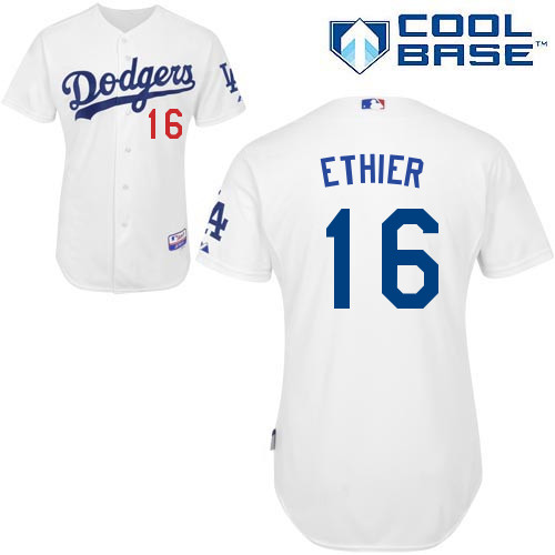 Los Angeles Dodgers#16 Ethier Majestic Authentic White Jersey