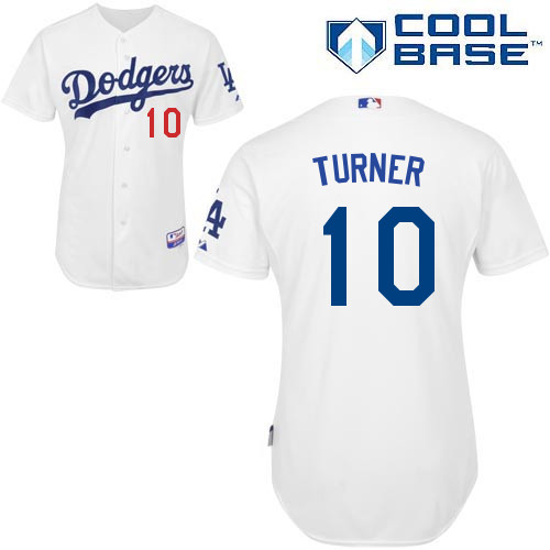 Los Angeles Dodgers#10 Turner Majestic Authentic White Jersey