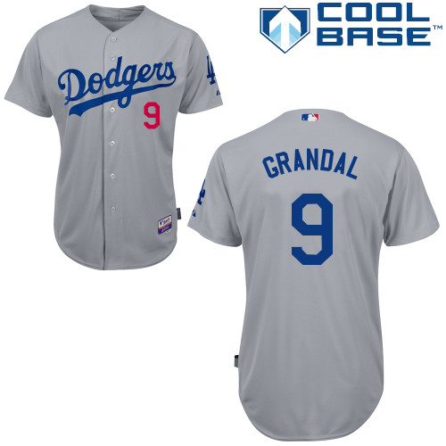 Los Angeles Dodgers#9 Grandal Majestic Authentic Grey Jersey