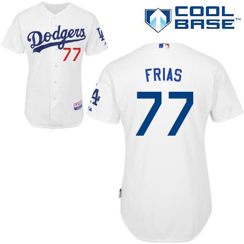 Los Angeles Dodgers#77 Frias Majestic Authentic White Jersey