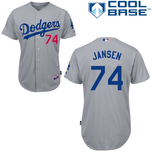 Los Angeles Dodgers#74 Jansen Majestic Authentic Grey Jersey