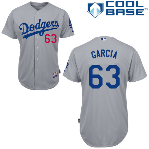Los Angeles Dodgers#63 Garcia Majestic Authentic Grey Jersey