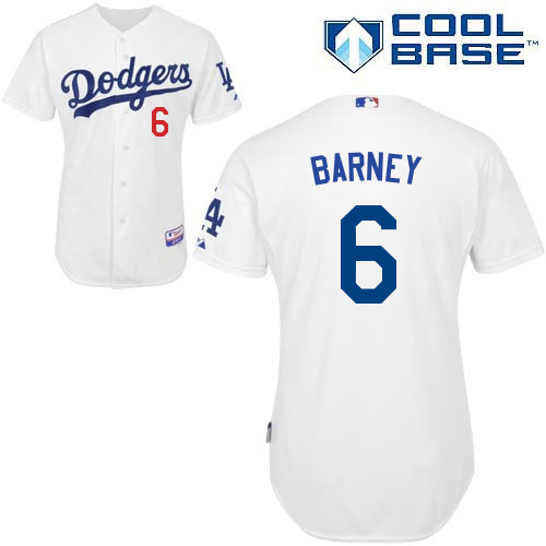 Los Angeles Dodgers#6 Barney Majestic Authentic White Jersey