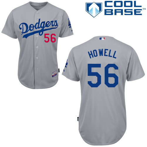 Los Angeles Dodgers#56 Howell Majestic Authentic Grey Jersey