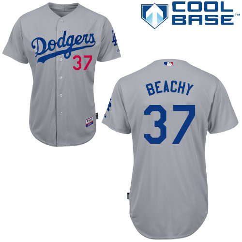Los Angeles Dodgers#37 Beachy Majestic Authentic Grey Jersey