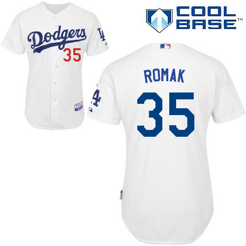 Los Angeles Dodgers#35 Romak Majestic Authentic White Jersey