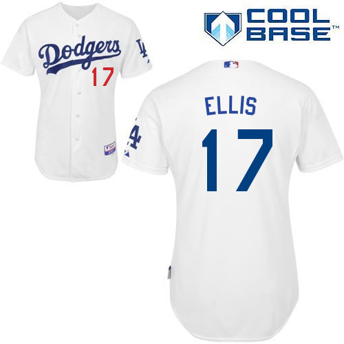 Los Angeles Dodgers#17 Ellis Majestic Authentic White Jersey