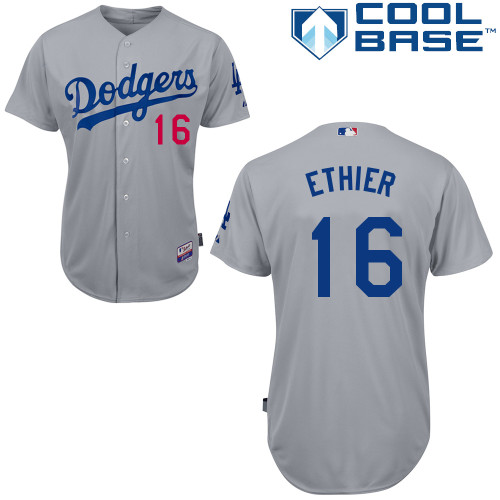 Los Angeles Dodgers#16 Ethier Majestic Authentic Grey Jersey