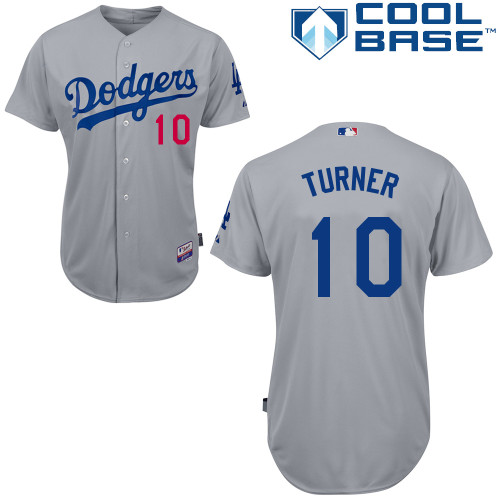 Los Angeles Dodgers#10 Turner Majestic Authentic Grey Jersey