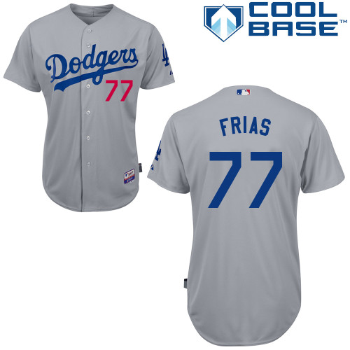 Los Angeles Dodgers#77 Frias Majestic Authentic Grey Jersey