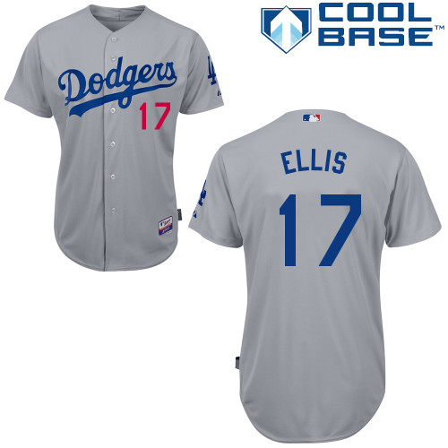 Los Angeles Dodgers#17 Ellis Majestic Authentic Grey Jersey
