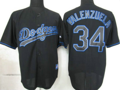MLB Los Angeles Dodgers 34 Valenzuela Black Fashion Jersey MLB Los Angeles Dodgers 34 Valenzuela Black Fashion Jersey