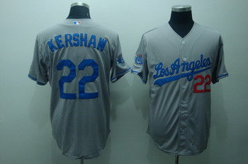 Los Angeles Dodgers 22 Clayton Kershaw Gray Jerseys Cool base Stitched MLB Jersey